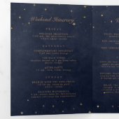 Celestial Gouden Maan Gevouwen Huwelijksprogramma Drieluik Uitnodiging (Binnenzijde eerst)