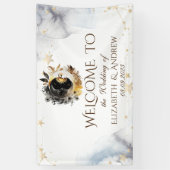 Celestial gouden zon, maan, sterren bloemen spandoek (Verticaal)