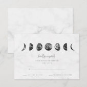 Celestial Gray Marble Moon Phases Wedding RSVP Kaartje (Voorkant / Achterkant)