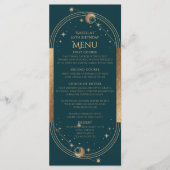 Celestial Green Gold Sun Moon Stars 30e verjaardag Menu (Voorkant)