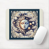  Celestial Half Sun & Moon Blue Yellow Muismat (Met muis)