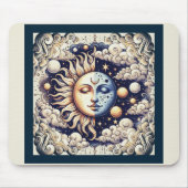  Celestial Half Sun & Moon Blue Yellow Muismat (Voorkant)