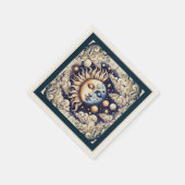  Celestial Half Sun & Moon Blue Yellow Servet (Hoek)