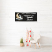 Celestial halve maan bruid bruidegom silhouet spandoek (Insitu)