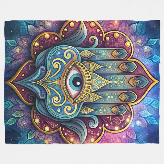 Celestial Hamsa  Fleece Deken (Voorkant (Horizontaal))
