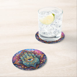 Celestial Hamsa  Ronde Kartonnen Onderzetter