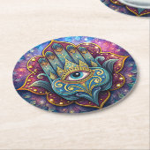 Celestial Hamsa Ronde Kartonnen Onderzetter (Gebogen)
