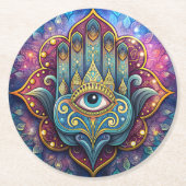 Celestial Hamsa Ronde Kartonnen Onderzetter (Voorkant)