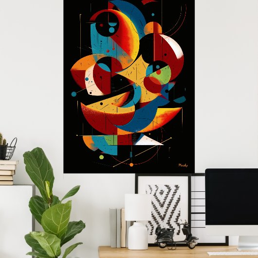 Celestial Harmony – Dynamic Geometric Abstract Poster (Thuiskantoor)