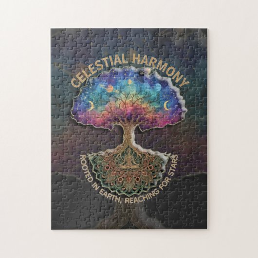 Celestial Harmony Tree - Cosmic Meditation Mandala Legpuzzel (Verticaal)