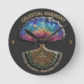 Celestial Harmony Tree - Cosmic Meditation Mandala Ronde Klok (Voorkant)
