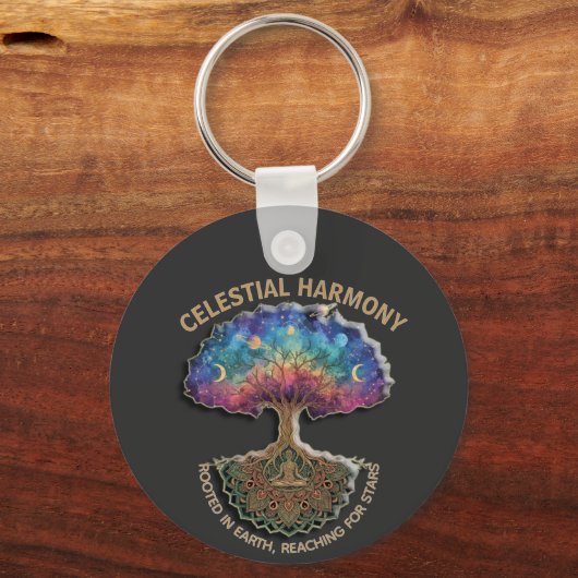 Celestial Harmony Tree - Cosmic Meditation Mandala Sleutelhanger (Voorkant)
