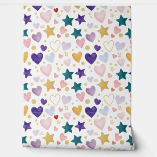 Celestial Hearts & Stars Behang