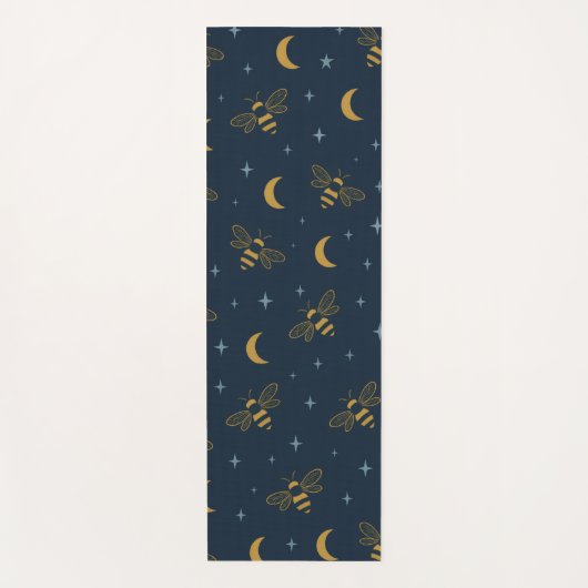Celestial Honeybee Yoga Mat – Moon & Stars Pattern (Voorkant)