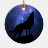 Celestial Howling Wolf Keramisch Ornament (Voorkant)