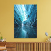 Celestial Ice Cave -Sapphire Blue Abstract Realism Canvas Afdruk (Insitu (Woonkamer))