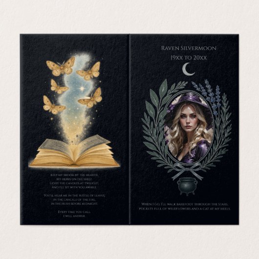 Celestial Indigo Pagan Witch Funeral Programme (Outside Unfolded)