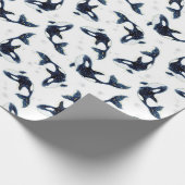 Celestial Killer Whale Ocean Blue Artwork Cadeaupapier (Hoek)