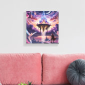 Celestial Kingdom Canvas Art – Mythische zwevende  (Insitu (Woonkamer))