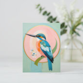 Celestial Kingfisher: A Study in Azure and Gold Briefkaart (Staand voorkant)