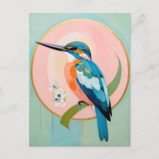 Celestial Kingfisher: A Study in Azure and Gold Briefkaart (Voorkant)
