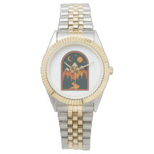 Celestial Landscape Unisex Two-Tone Bracelet Watch