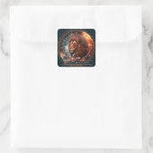 Celestial Leo Lion Fantasy Zwart Etherisch Dierenr Vierkante Sticker (Tas)