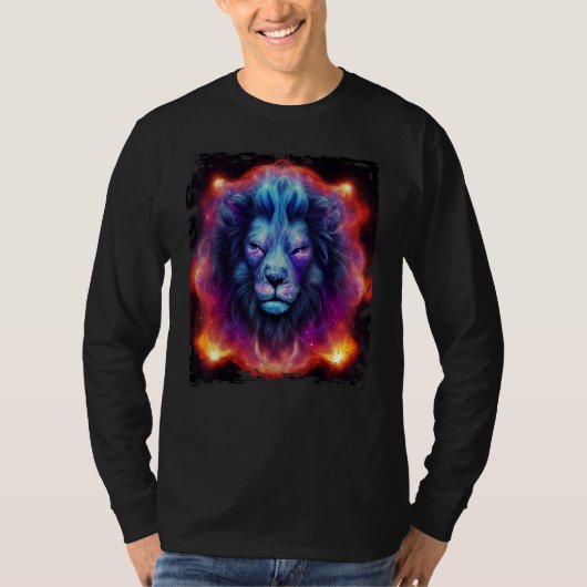Celestial Lion God In Space Leo Zodiac Universe Ga T-shirt (Voorkant)
