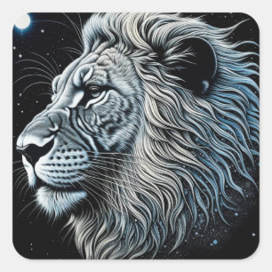 Celestial Lion Night Sky Air Art Vierkante Sticker
