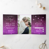 Celestial Love Geschreven in Stars Photo Wedding Drieluik Uitnodiging (Binnen)