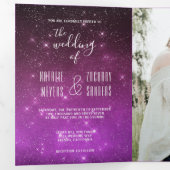 Celestial Love Geschreven in Stars Photo Wedding Drieluik Uitnodiging (Binnenzijde eerst)