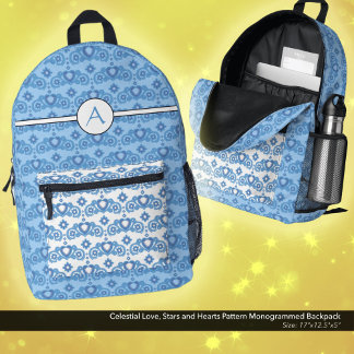 Celestial Love Stars Hearts Patroon Monogrammed Bedrukte Rugzak