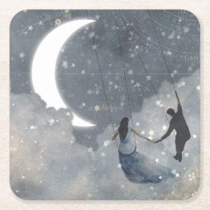 Celestial Love Vierkante Kartonnen Onderzetter