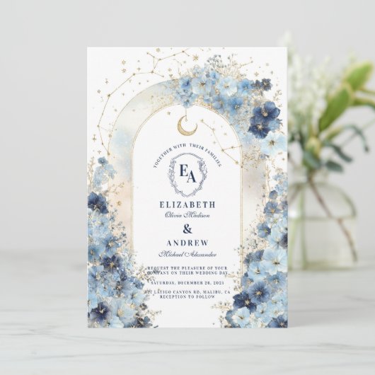 Celestial Luxe Boho viering bruiloft Kaart (Staand voorkant)