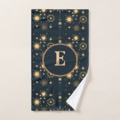 Celestial Maan en Zon Goud en Blauw Gepersonalisee Bad Handdoek (Handdoek)