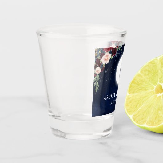 Celestial maan sterren bloemenbruiloft shot glas (Links)