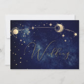 Celestial maan sterren elegante foto bruiloft save the date (Achterkant)