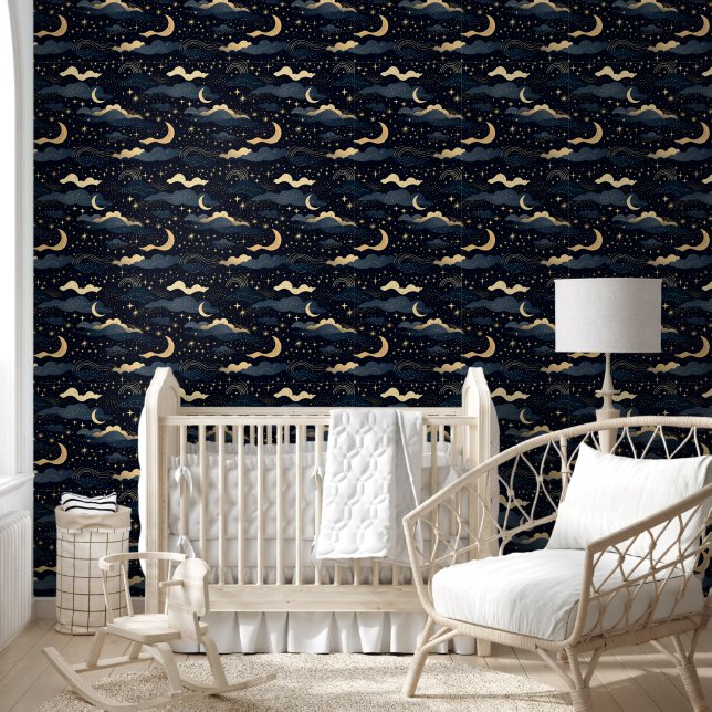 Celestial Maan Sterren Luxe Behang (Kinderen)