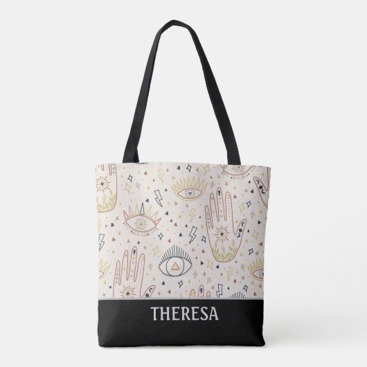 Celestial Magic Hamsa Evil Eye Canvas tas (Achterkant)