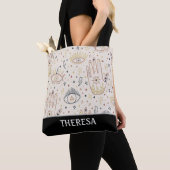 Celestial Magic Hamsa Evil Eye Canvas tas (Dichtbij)