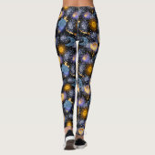 Celestial Magical Pattern Moon Stars Sun Black Leggings (Achterkant)