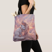 Celestial Maiden White Fox Fantasy Tote Bag (De près)