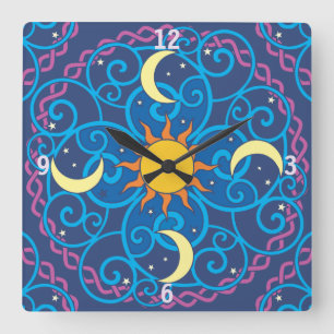 Celestial Mandala Clock Vierkante Klok