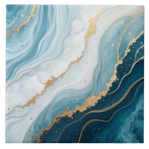 Celestial Marble – Blauw, Wit & Goud Luxe Tegeltje