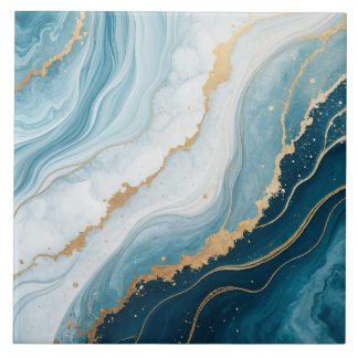 Celestial Marble – Blauw, Wit & Goud Luxe Tegeltje