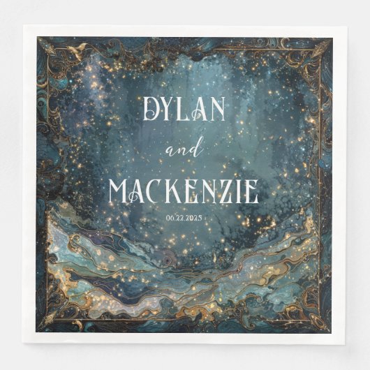 Celestial Marble Galaxy Trouwservetten Servet (Voorkant)