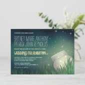 Celestial Mason Jar Firefly bruiloft uitnodigingen (Staand voorkant)
