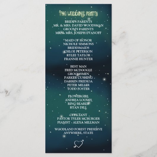 Celestial Mason Jar Firefly Trouwprogramma's Programma (Achterkant)