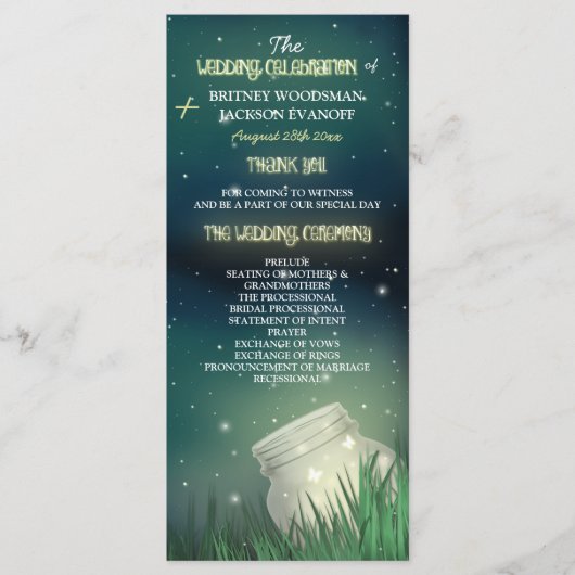 Celestial Mason Jar Firefly Trouwprogramma's Programma (Voorkant)