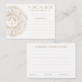 Celestial Medallion | Boho Zodiac Sun Face Recipe Informatiekaartje (Voorkant / Achterkant)